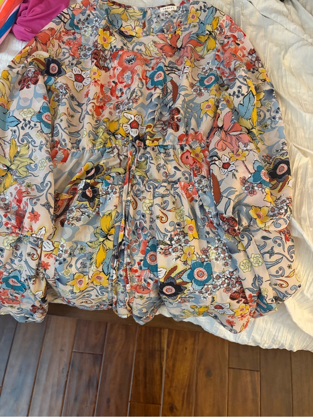 Floral Multi-Color Dress with Drawstring Waist